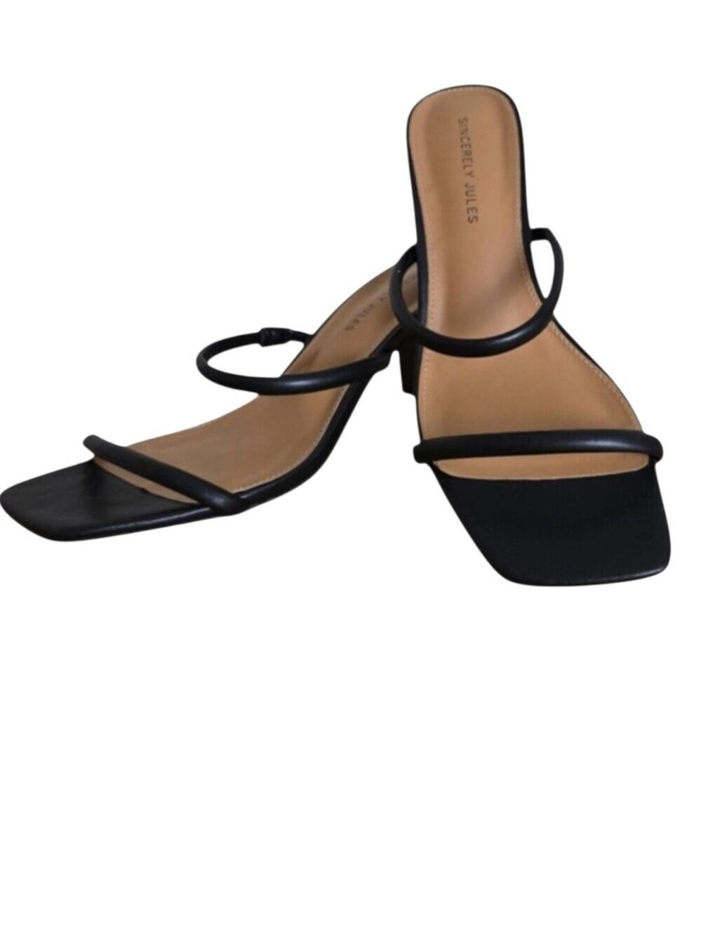 Sincerely Jules "Kimberly" Black Strappy Block Heel Sandals Size 8